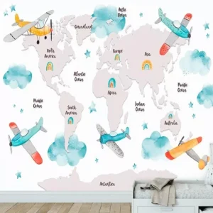 Papier Peint Carte du Monde  Planes Voyage