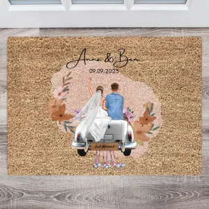 "Just Married" Paillasson personnalisé pour le mariage - Pour les couples mariés, fiancés & mariés, cadeau de mariage, maison commune - Félicitations