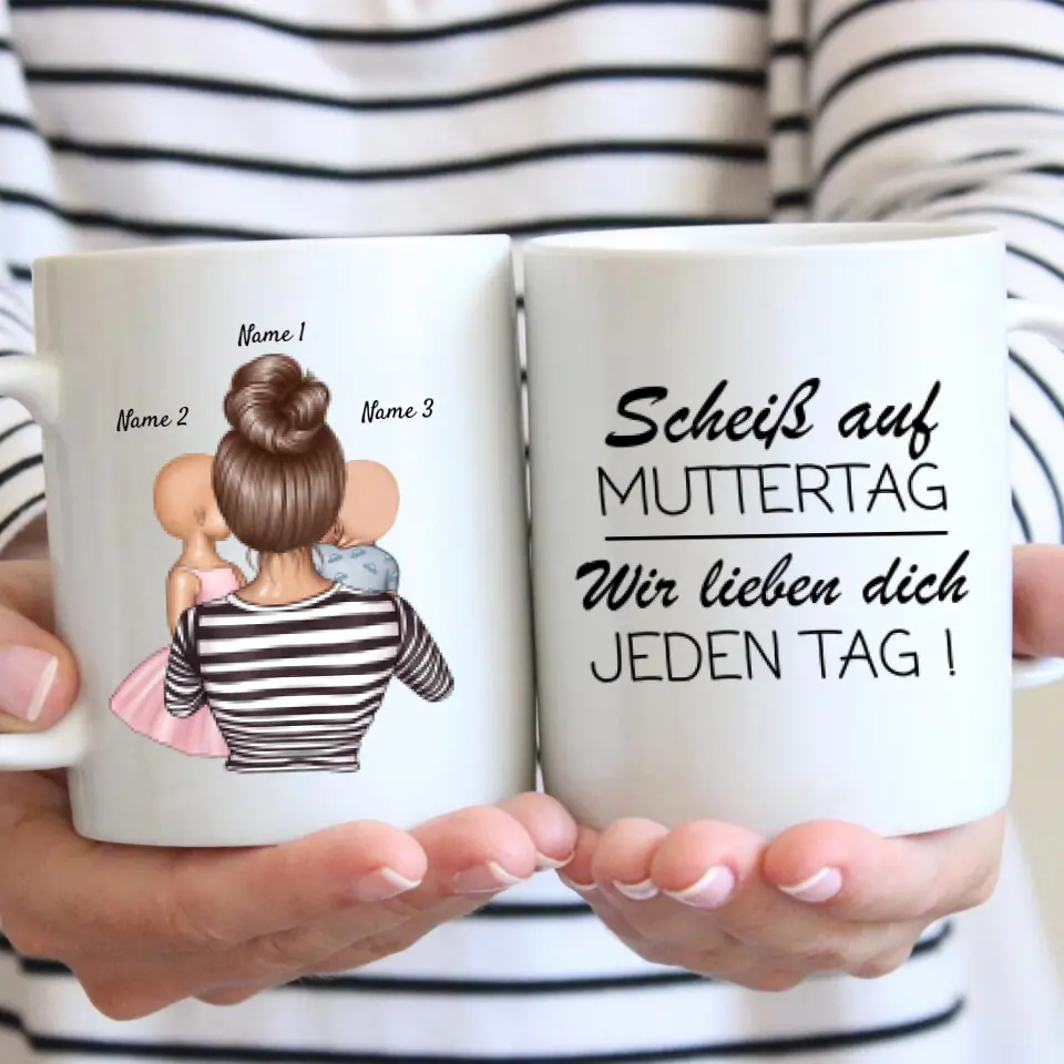 Vissez la fête des mères, nous vous aimons tous les jours - Tasse personnalisée (1-4 enfants, fête des mères) – Image 2