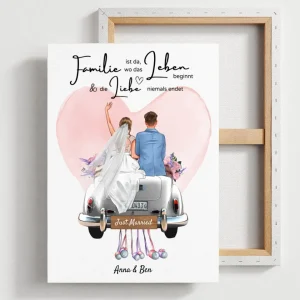 "Là où l'amour ne finit jamais" Toile personnalisée pour le mariage - Pour les couples mariés, les mariés, cadeau d'argent, cadeau de mariage