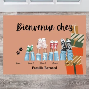 Bienvenue chez nous / Joyeux Noël - Décoration de sapin de Noël familiale personnalisée