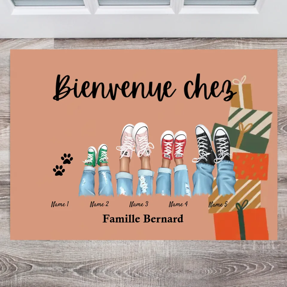 Bienvenue chez nous / Joyeux Noël - Décoration de sapin de Noël familiale personnalisée