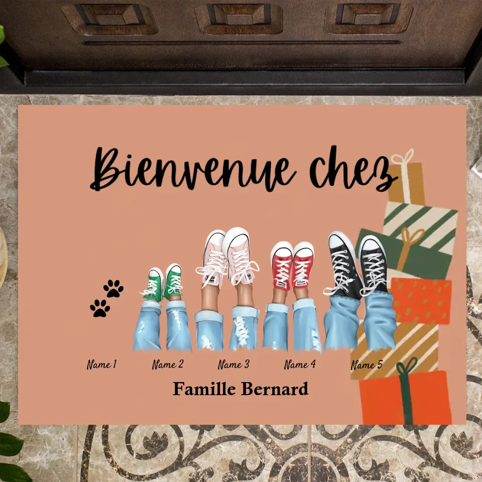 Bienvenue chez nous / Joyeux Noël - Décoration de sapin de Noël familiale personnalisée – Image 2