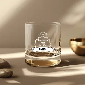 Verre à whisky personnalisé avec votre propre gravure - verre en cristal avec nom et inscription "Meilleur papa"