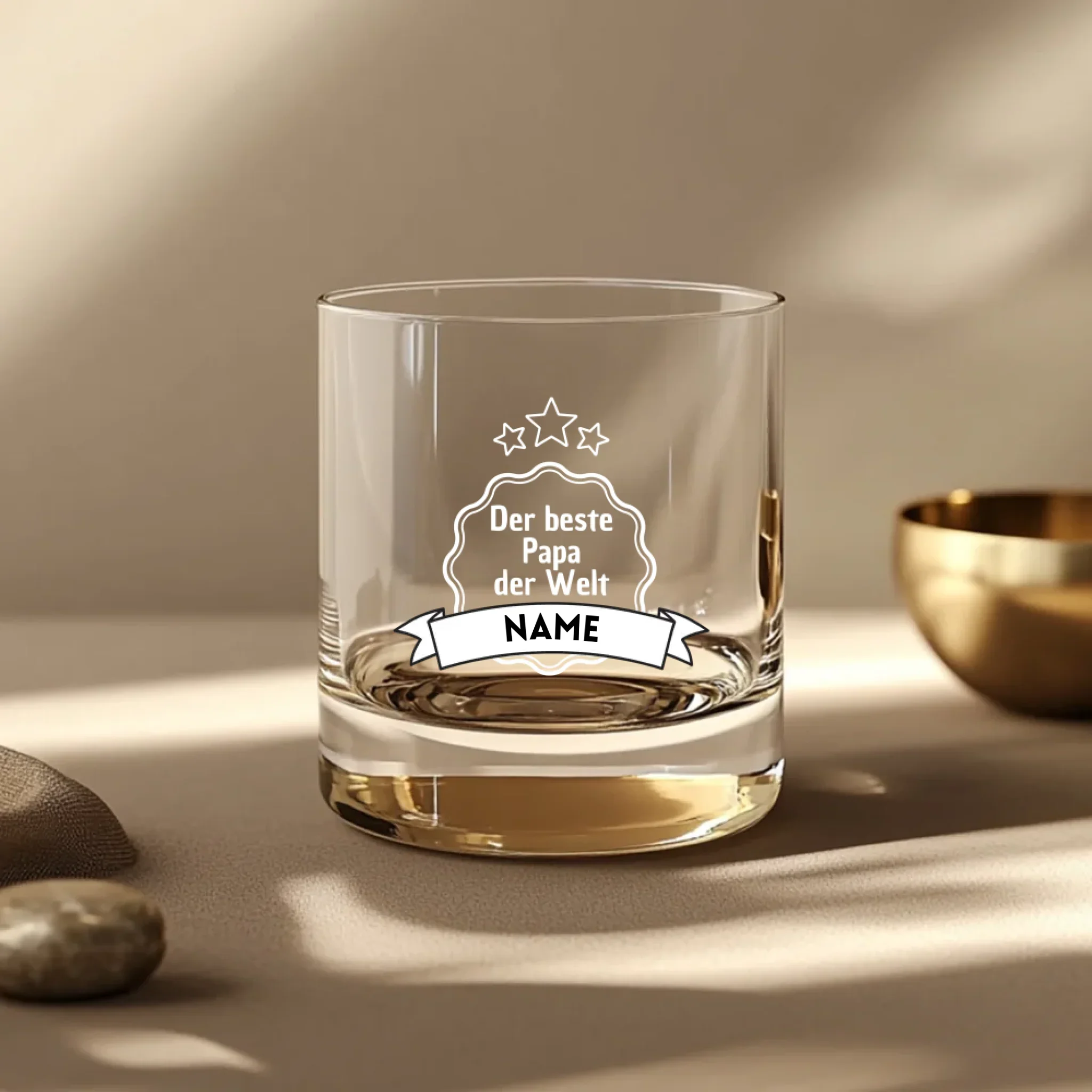 Verre à whisky personnalisé avec votre propre gravure - verre en cristal avec nom et inscription "Meilleur papa"