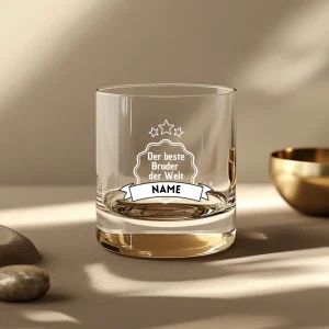 Verre à whisky personnalisé avec votre propre gravure - verre en cristal avec le nom "le meilleur frère", cadeau personnalisé