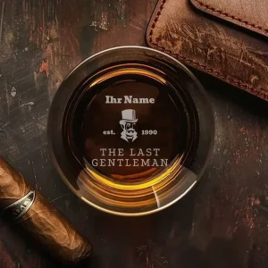 Verre à whisky personnalisé avec votre propre gravure sur le fond - verre en cristal avec nom et inscription "Le dernier Gentleman"