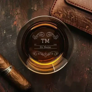 Verre à whisky personnalisé avec votre propre gravure sur le fond - verre en cristal avec initiales, nom et année de naissance