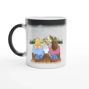 Un binôme, Meilleurs amis autour d'un verre - Mug magique personnalisé (l'impression apparaît dans la chaleur)