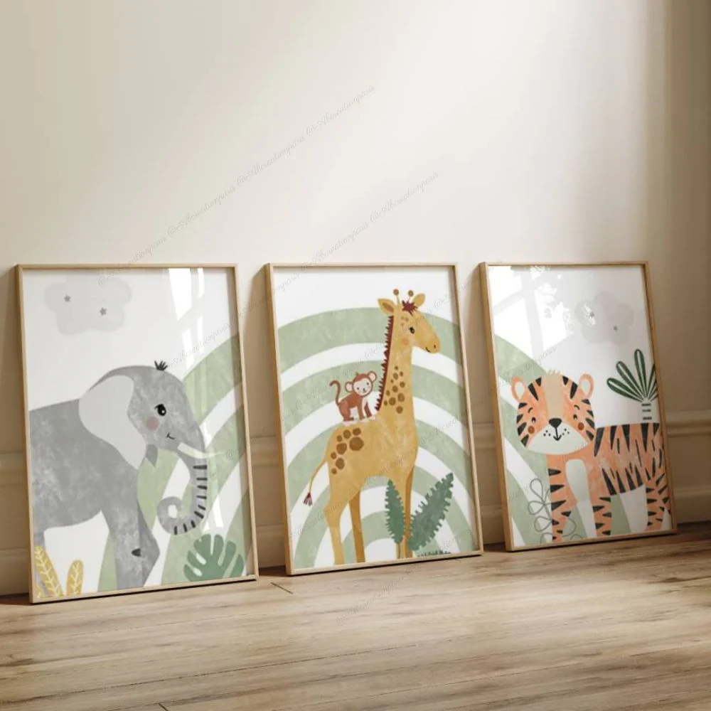 Affiche Animaux de la Jungle - Décoration Chambre Enfant