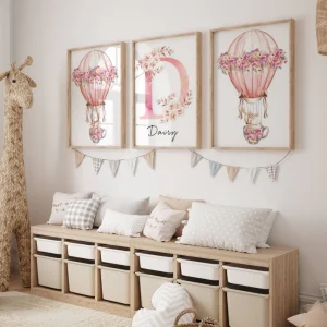 Poster Montgolfière Animaux de la Foret