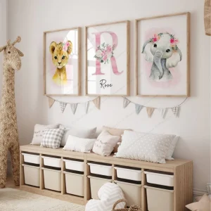 Affiches Animaux Personnalisées pour Bébé Fille