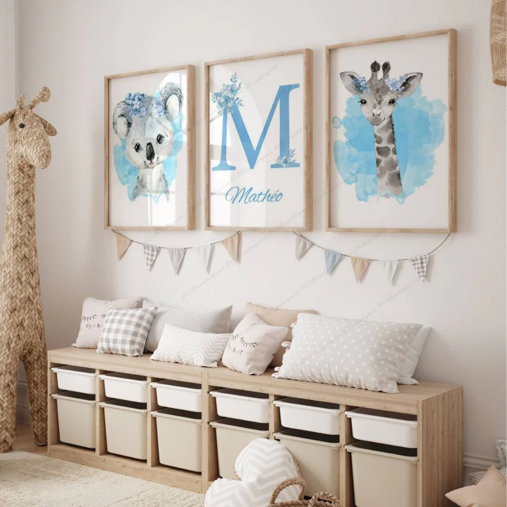 Décoration Chambre Bébé - Thème Safari Bleu