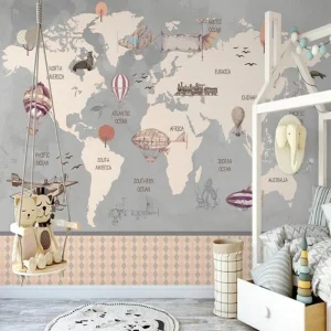 Papier Peint Carte du Monde  Enfantin