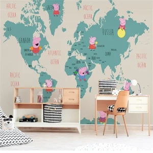 Papier Peint Carte du Monde  Peppa Pig