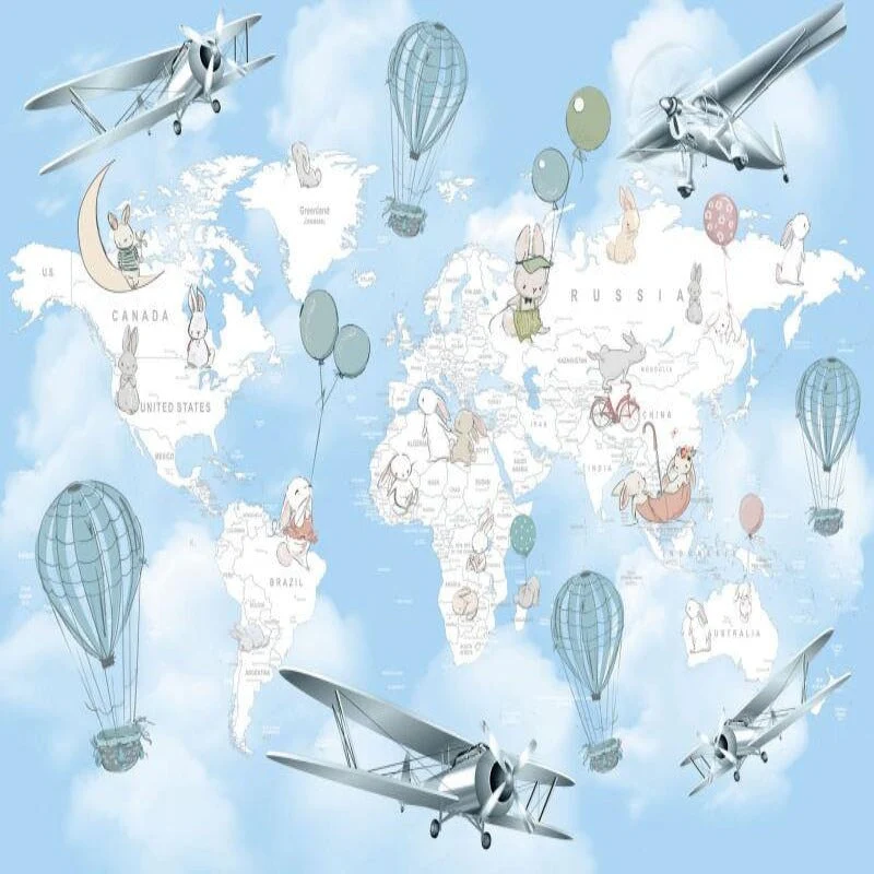 Papier Peint Carte du Monde Avion est Animaux