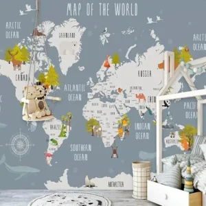 Papier Peint Carte du Monde  Monde et Animaux
