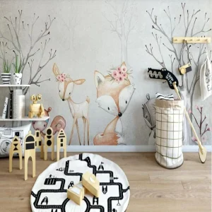 Papier Peint Animaux  Bébé Renard dans les Bois