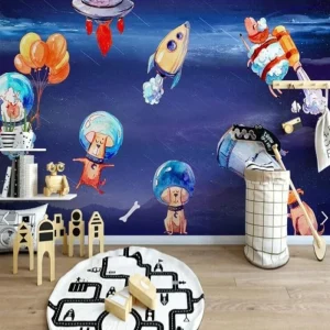 Papier Peint Espace  Animaux Cosmonautes