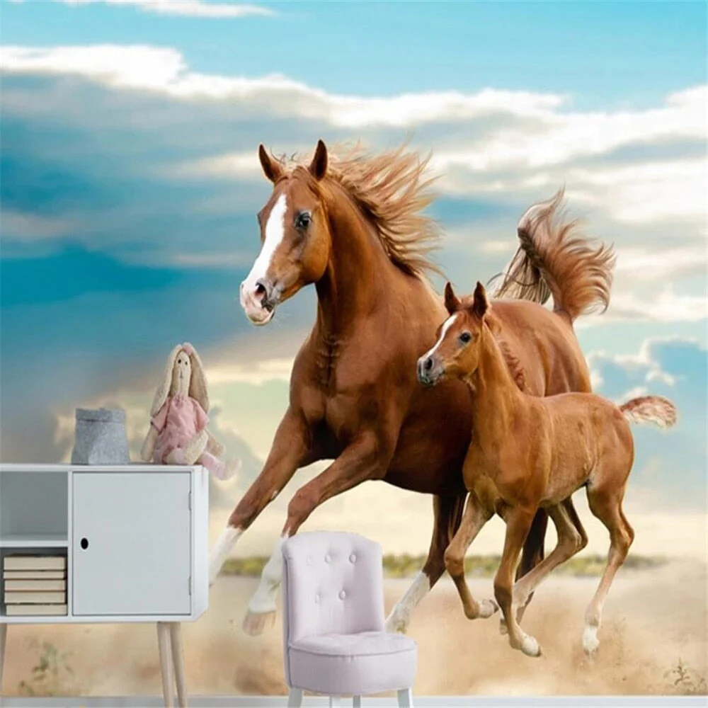 Papier Peint Ado Classique Cheval et Poulain – Image 2