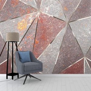 Papier Peint Ado Classique  Géométrique Rose et gris