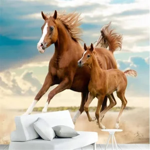 Papier Peint Ado Classique Cheval et Poulain