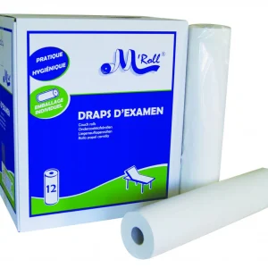 Draps d'examen lisse blanc  50 x 38 cm - 150 FTS - Lot de 12 Rouleaux