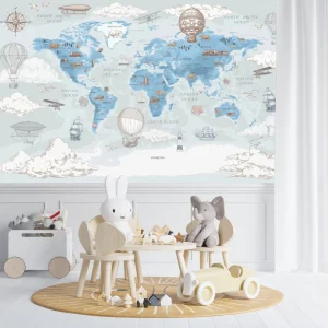 Papier Peint Animaux  Aquarelle Bleu Monde