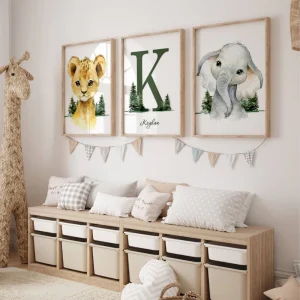 Décoration Chambre Enfant - Animaux de la Foret - Lot de 3