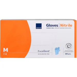 Abena - Gants d'examen Excellent, Nitrile, Non Poudré, Sans Accélérateur - Boite de 200