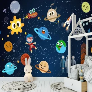 Papier Peint Espace  Astres Rigolos