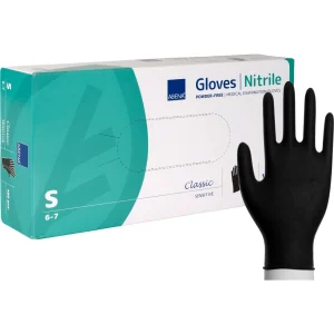 Abena - Gants d'examen nitrile en noir non poudrés 240mm - Classic - Boite de 100 pièces