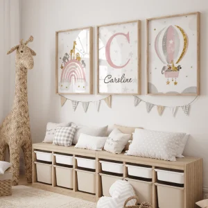 Affiche Montgolfière Enfant Fille