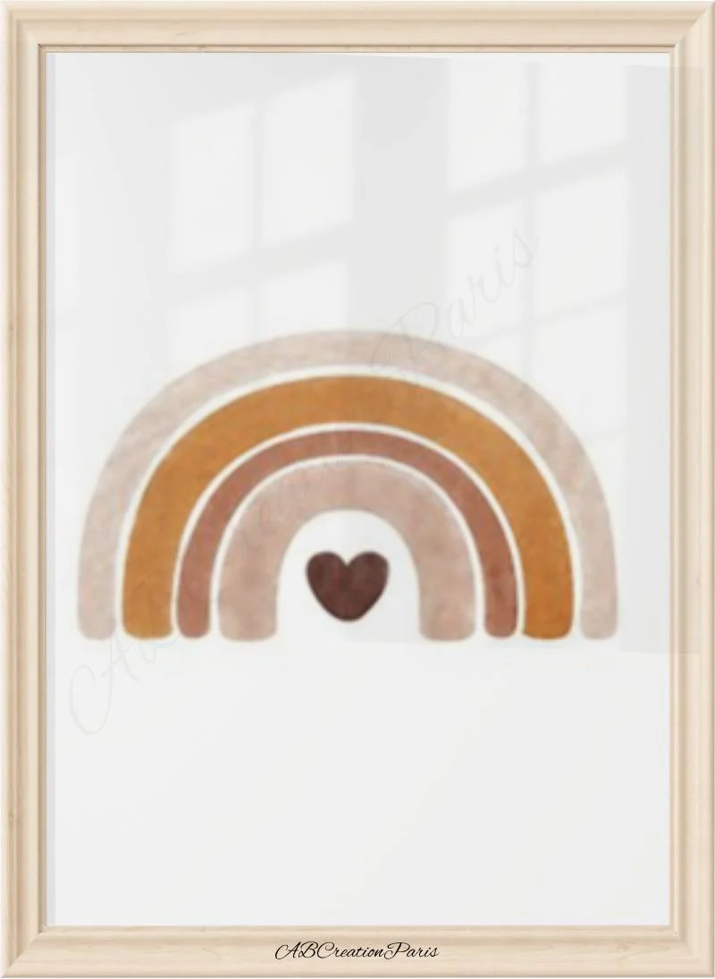 Tableau Décoration Chambre Bebe Terracotta - Affiche Enfant Terracotta- Poster Arc-en-ciel Style Bohème – Image 3