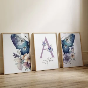 Affiche Papillon Violet - Déco Chambre Personnalisé