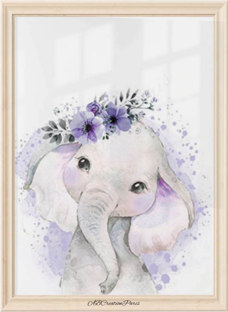 Affiche Animaux Chambre Bébé et Enfant - Coloris Violet – Image 4