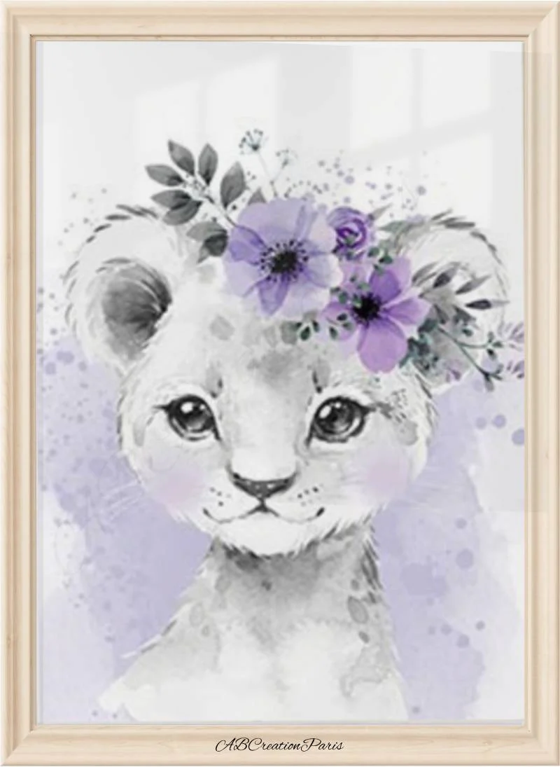 Affiche Animaux Chambre Bébé et Enfant - Coloris Violet – Image 3