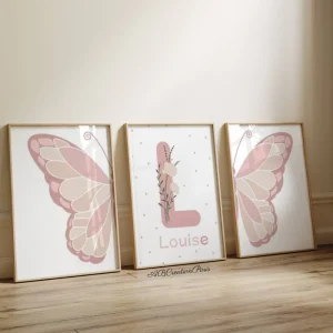 Décoration Chambre Bebe Rose - Affiches Papillons