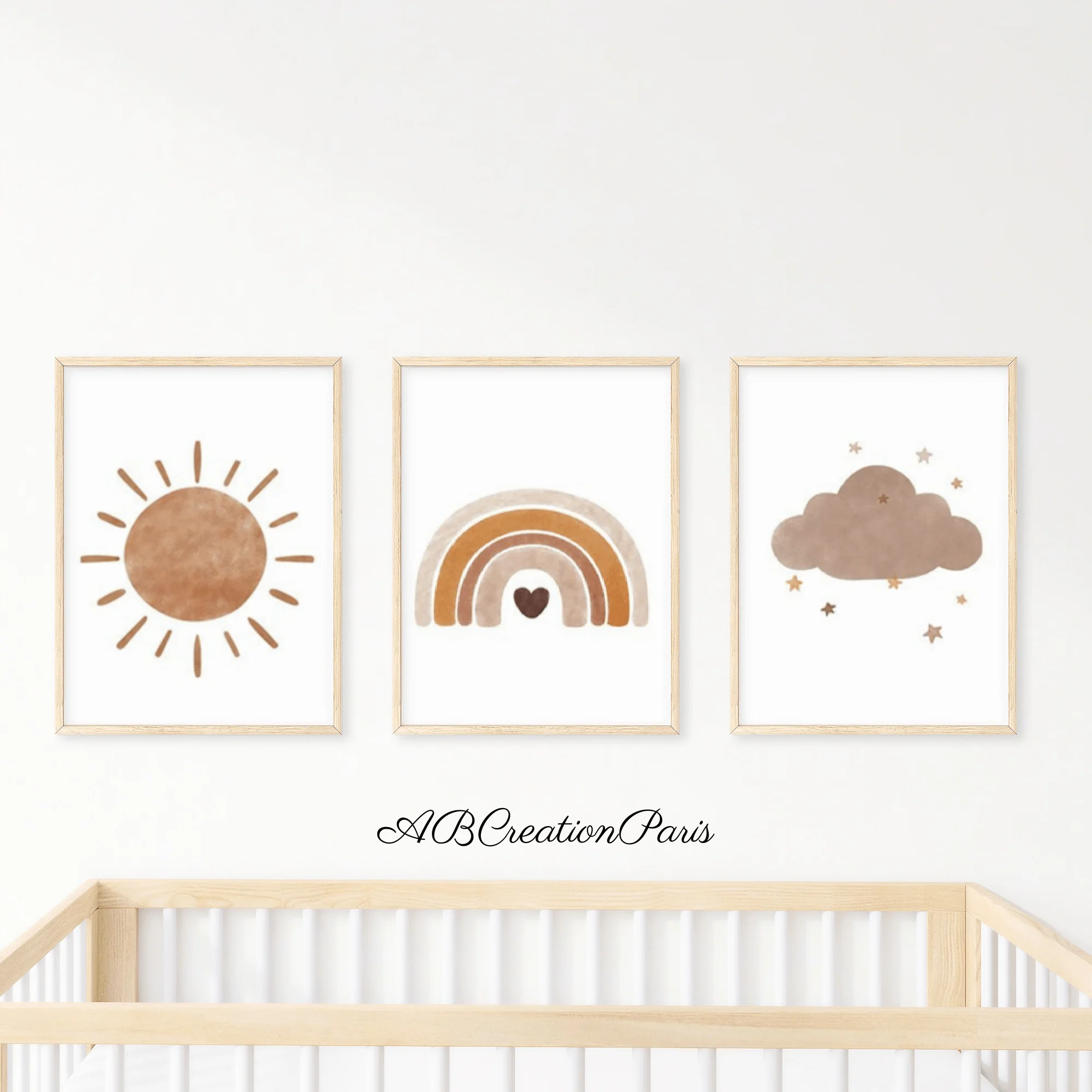 Tableau Décoration Chambre Bebe Terracotta - Affiche Enfant Terracotta- Poster Arc-en-ciel Style Bohème – Image 6