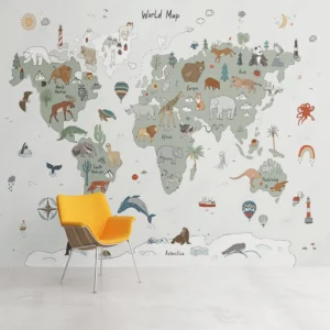 Papier Peint Carte du Monde Planisphère Tendresse