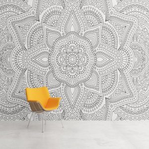 Papier Peint Ado Classique  Mandala Chic Noir et Blanc