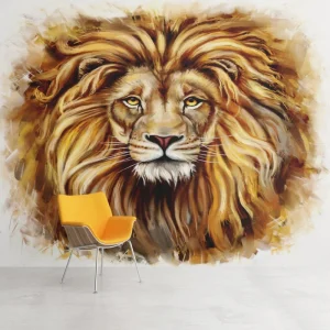 Papier Peint Ado Classique  Lion 3D et Or