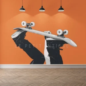 Papier Peint Ado Classique  Orange Skate