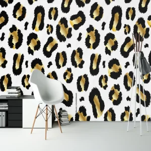 Papier Peint Ado Classique  Peau de Léopard Noir et Blanc