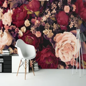 Papier Peint Ado Classique  Grosse Fleur Couleur Vintage