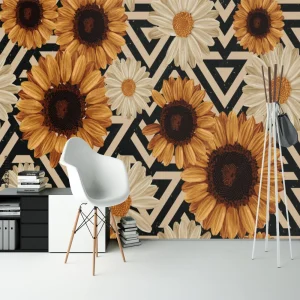 Papier Peint Ado Classique  Tournesol Retro