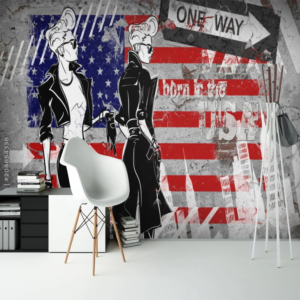 Papier Peint Ado Classique USA Trompe l'œil