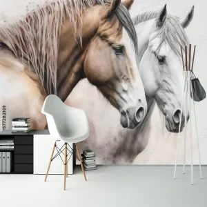 Papier Peint Ado Classique  Couple Chevaux