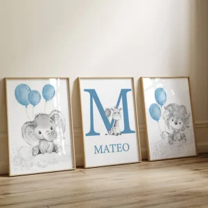 Déco Chambre Bébé Garçon | Animaux et Ballon Bleu