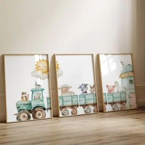 Affiche Chambre Bébé – Tracteur & Animaux de la Ferme